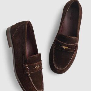 Madewell Grayson Dark Carob Brown Suede Penny Loafer Women's Size 6.5 NEW